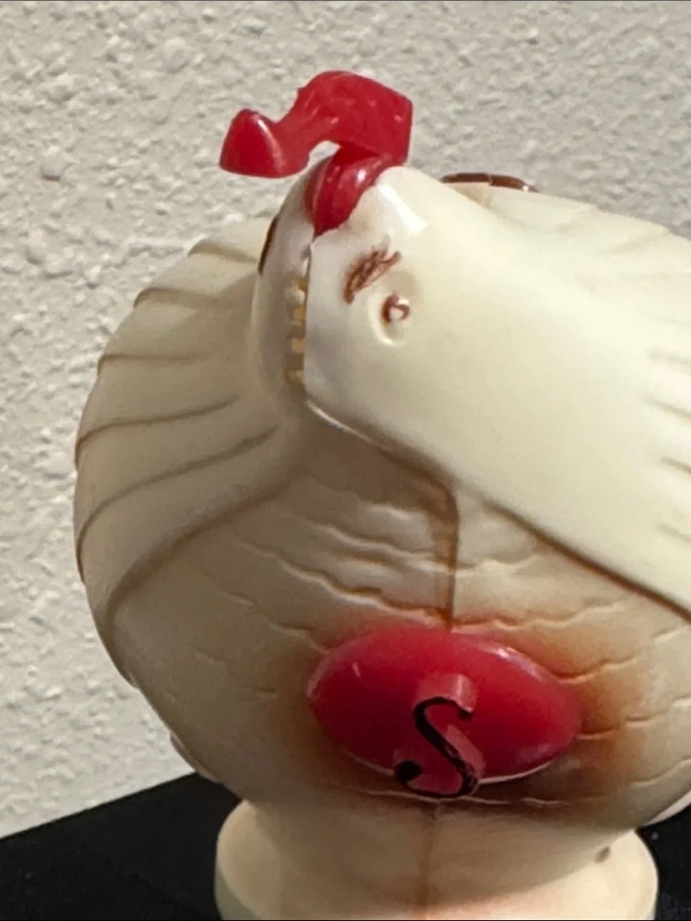 Vintage Plastic Rooster Salt & Pepper Shakers - Cream with brown and red accents